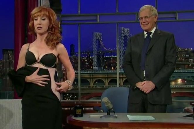 Kathy Griffin Pulls Down Her Dress on David Letterman's 'The Late Show'