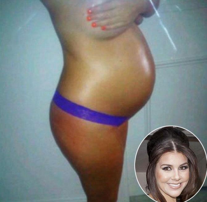 Pregnant Imogen Thomas shares picture of naked baby bump on Twitter